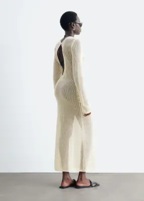Robe en maille de coton ajourée - Blanc — photo 5