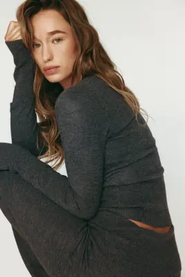 Pull - Gris foncé chiné — photo 2