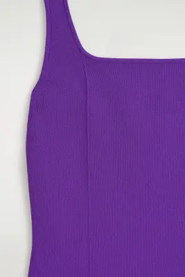 ROBE MIDI MOULANTE EN MAILLE - VIOLET — photo 5