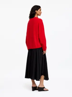 Pull col V en mélange de laine et d'alpaga - Rouge — photo 3