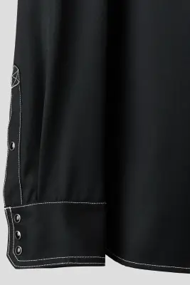 Chemise Regular Fit en twill de laine mélangée - Noir — photo 5