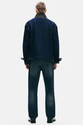 Original Straight Jeans - Bleu denim foncé délavé — photo 2