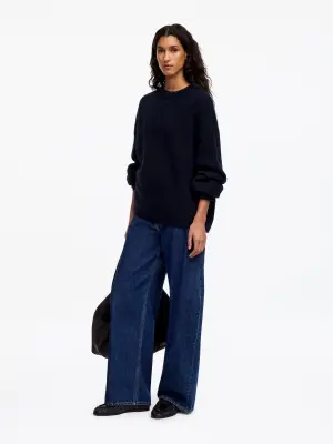 Pull en mélange de laine et d'alpaga - Bleu foncé — photo 3