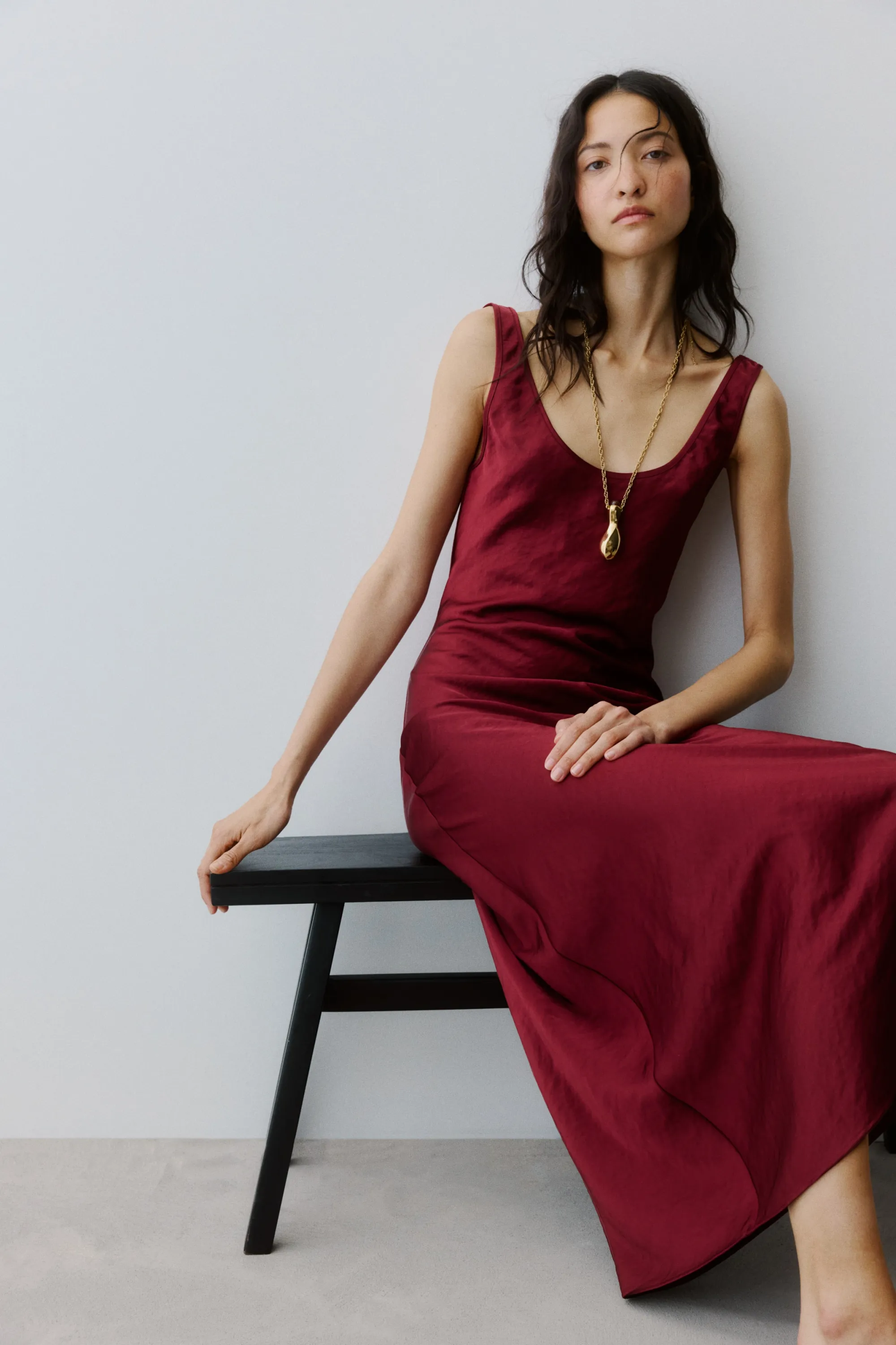 Slip dress en satin - Bordeaux