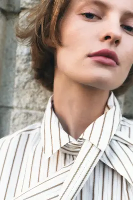 Chemise avec foulard - Blanc/rayé — photo 2