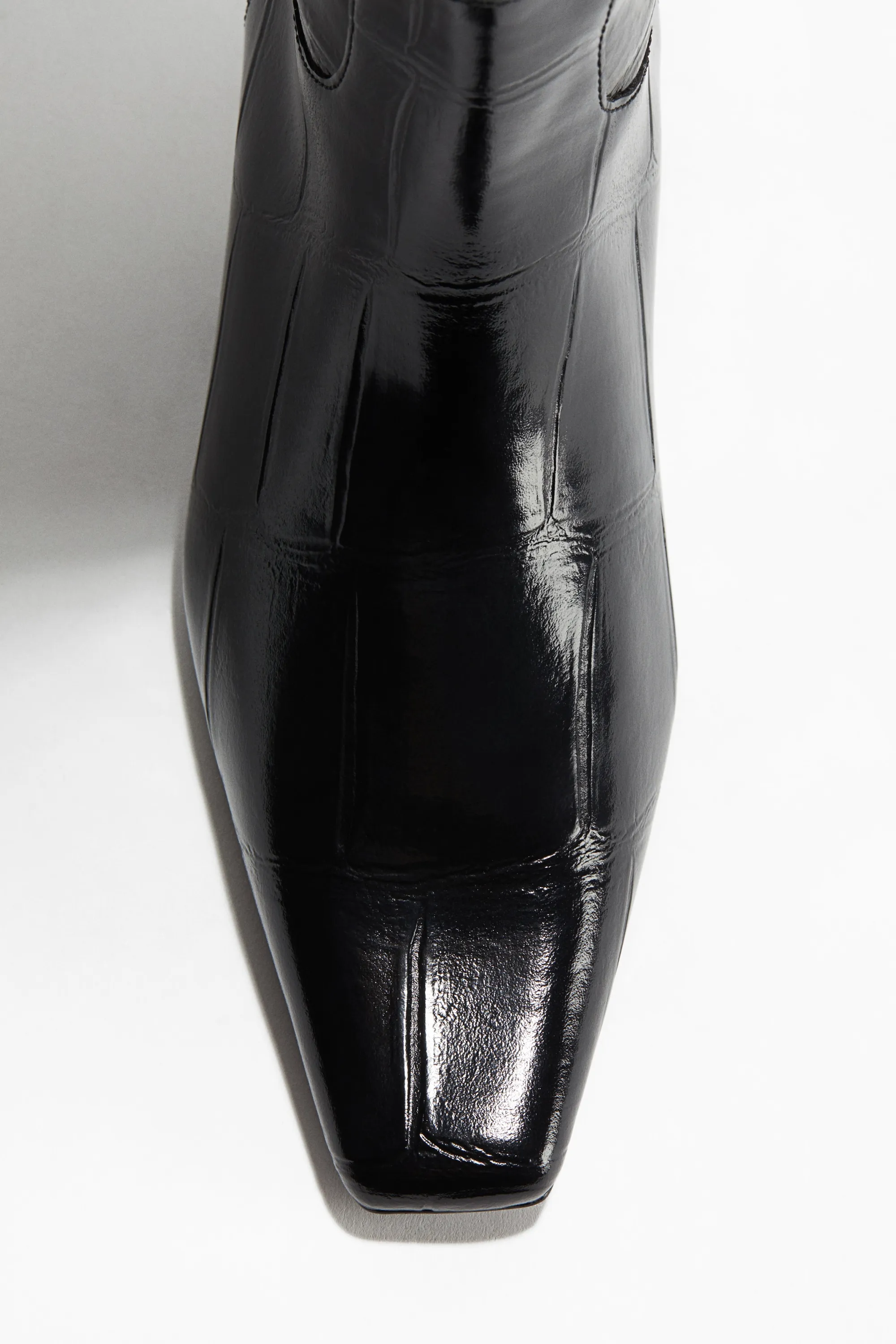 Bottes de hauteur genou - Noir/motif croco