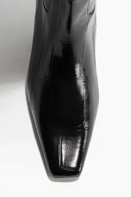 Bottes de hauteur genou - Noir/motif croco — photo 1
