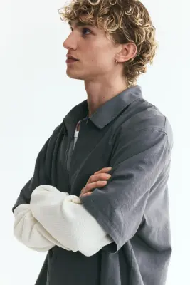 Chemise superposée Relaxed Fit - Gris foncé/color block — photo 3