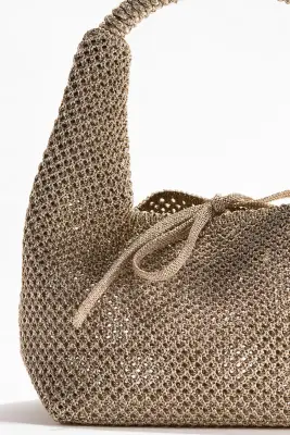 Sac à main scintillant en maille ajourée - Doré — photo 2