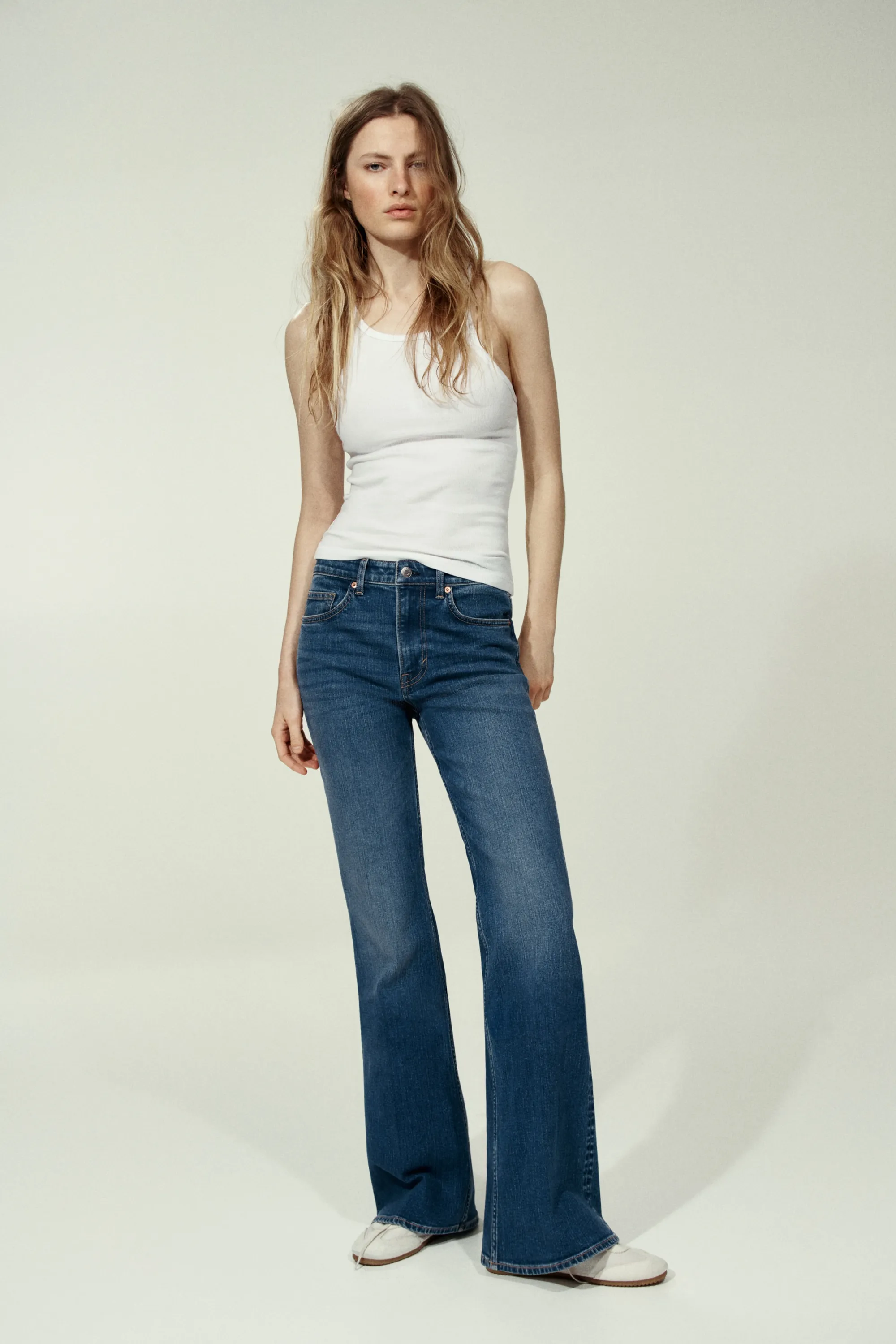 Flared High Jeans - Bleu denim
