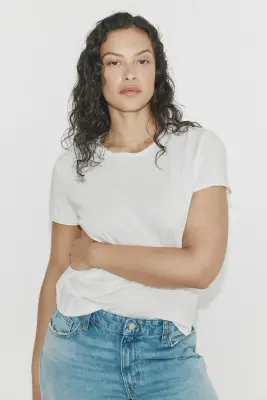 T-shirt à bords roulottés - Blanc — photo 1