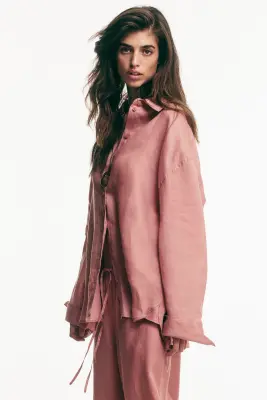 Chemise oversize en lin - Rose ancien — photo 3