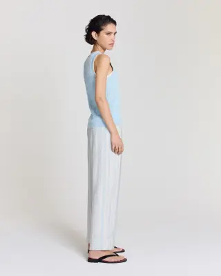 Pantalon Hollis rayures onde fond blanc — photo 4