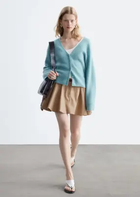 Cardigan en alpaga mélangé - Turquoise clair — photo 2