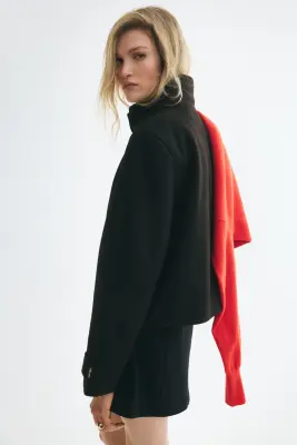 Veste courte avec col entonnoir - Marron foncé — photo 3