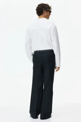 Pantalon large Loose Fit en lin mélangé - Noir — photo 3
