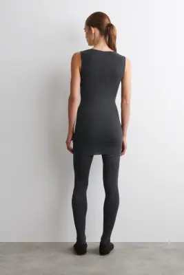 ROBE COURTE SANS COUTURE EN LAINE MÉRINOS - GRIS ANTHRACITE CHINÉ — photo 5