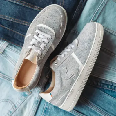 Baskets Bellis Bleu Clair - cuir texturé — photo 2