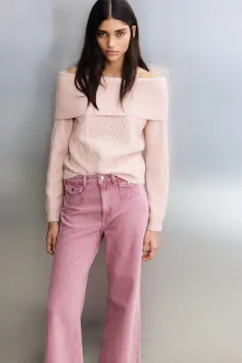 Pull épaules nues - Rose clair — photo 2