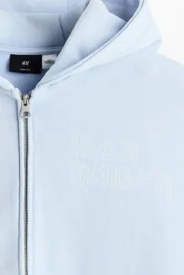 Veste imprimée Oversized Fit avec capuche et zip - Bleu clair/Iron Maiden — photo 5
