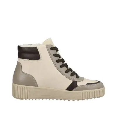 Bottines Remonte R7969-62 Beige Gris - Lacets Zip Grande Pointure Femme — photo 3