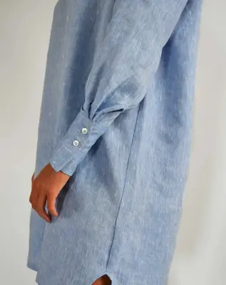 Robe Chemise Zazum en lin Chambray Bleu — photo 7