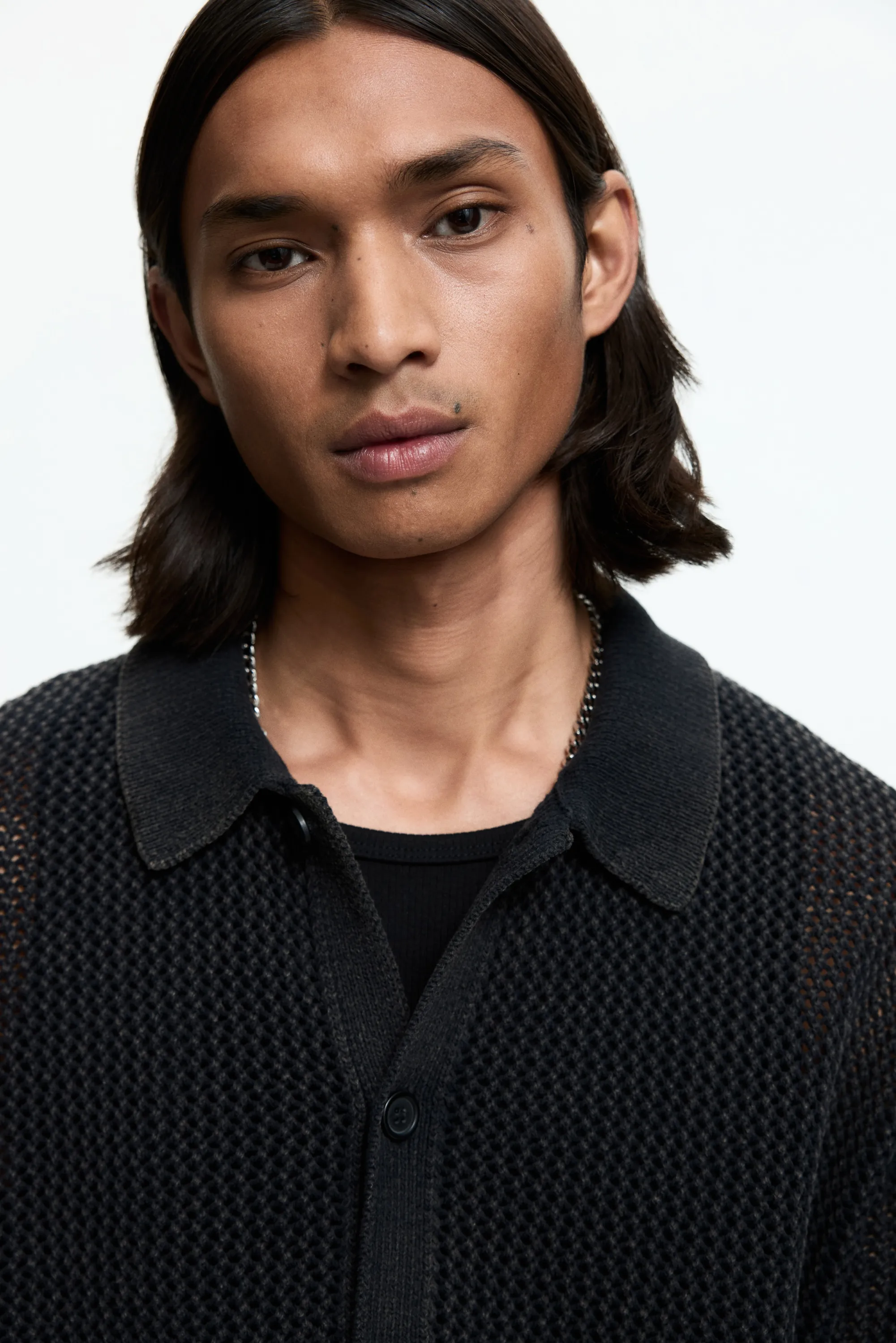 Chemise Relaxed fit en maille ajourée - Noir