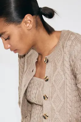 Gilet en maille torsadée - Taupe — photo 2