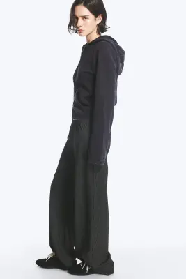 Pantalon de costume à enfiler taille basse - Noir rayé — photo 2