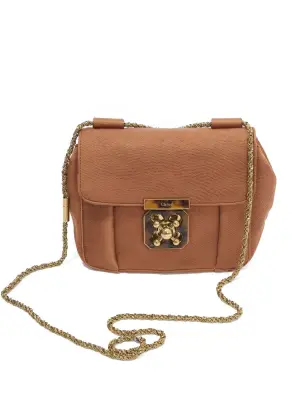 Sac à bandoulière ELSIE small en tissu marron cuivré, cuir noir et fermoir bijoux pierre Prix boutique 1400€ — photo 3