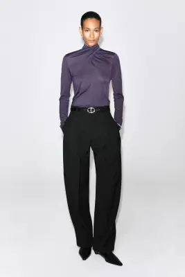 TOP FLUIDE À ENCOLURE FOULARD - VIOLET FONCÉ — photo 2