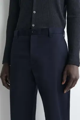 PANTALON CHINO SLIM DROIT EN COTON - BLEU MARINE — photo 2