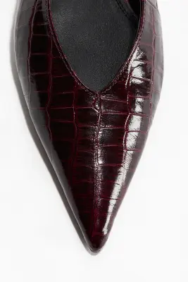 Escarpins en cuir avec bride arrière - Bordeaux/imitation crocodile — photo 2