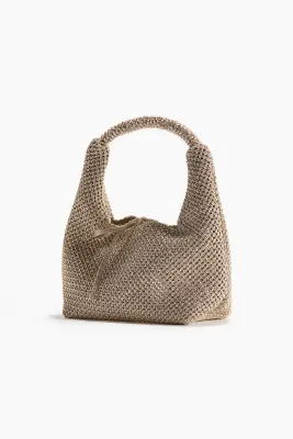Sac à main scintillant en maille ajourée - Doré — photo 1