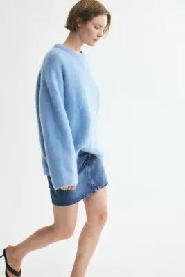 Pull oversize en mohair mélangé - Bleu clair — photo 4