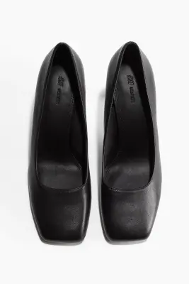 Escarpins à bout carré en cuir - Noir — photo 3