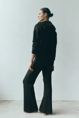 Veste oversize en scuba avec capuche et zip - Marron foncé — photo 2