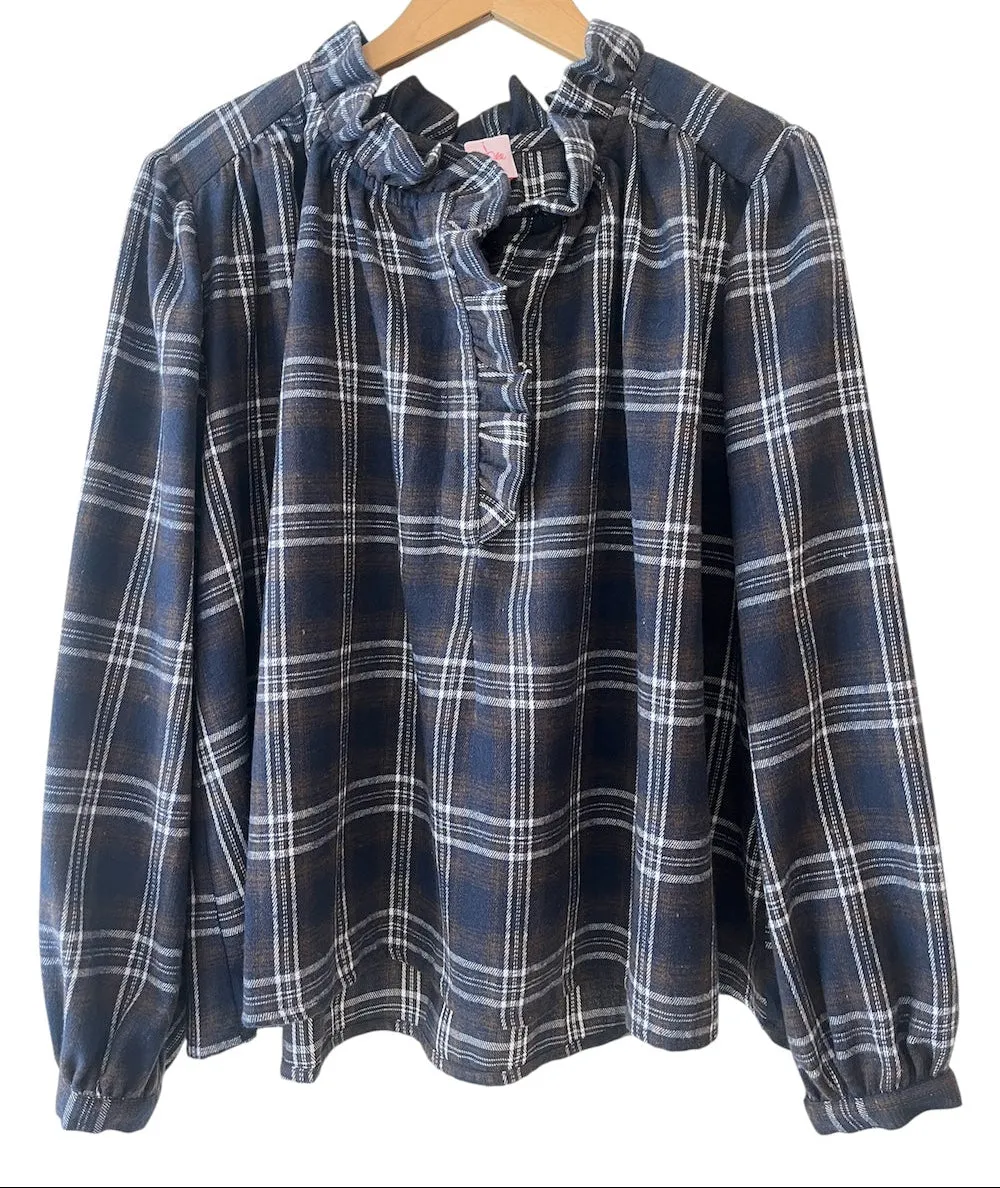 Chemise carita bleue/marron - Joée