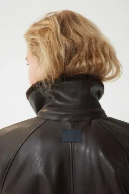 Veste avec col en tissu Teddy bear - Marron foncé — photo 2