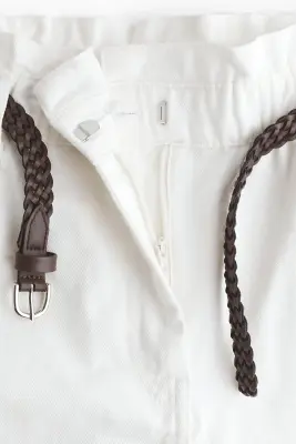 Short en twill avec ceinture - Blanc — photo 5