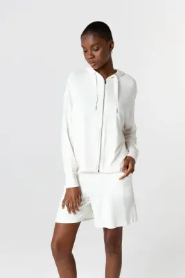 Sweat Crème Col Rond Manches Longues en Viscose / Elasthanne — photo 3