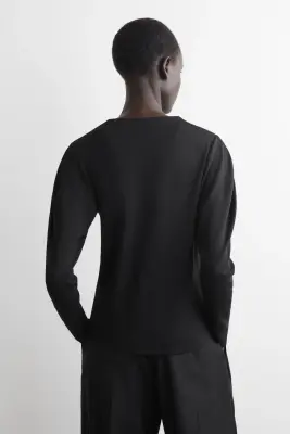 TOP À MANCHES ARRONDIES - NOIR — photo 4