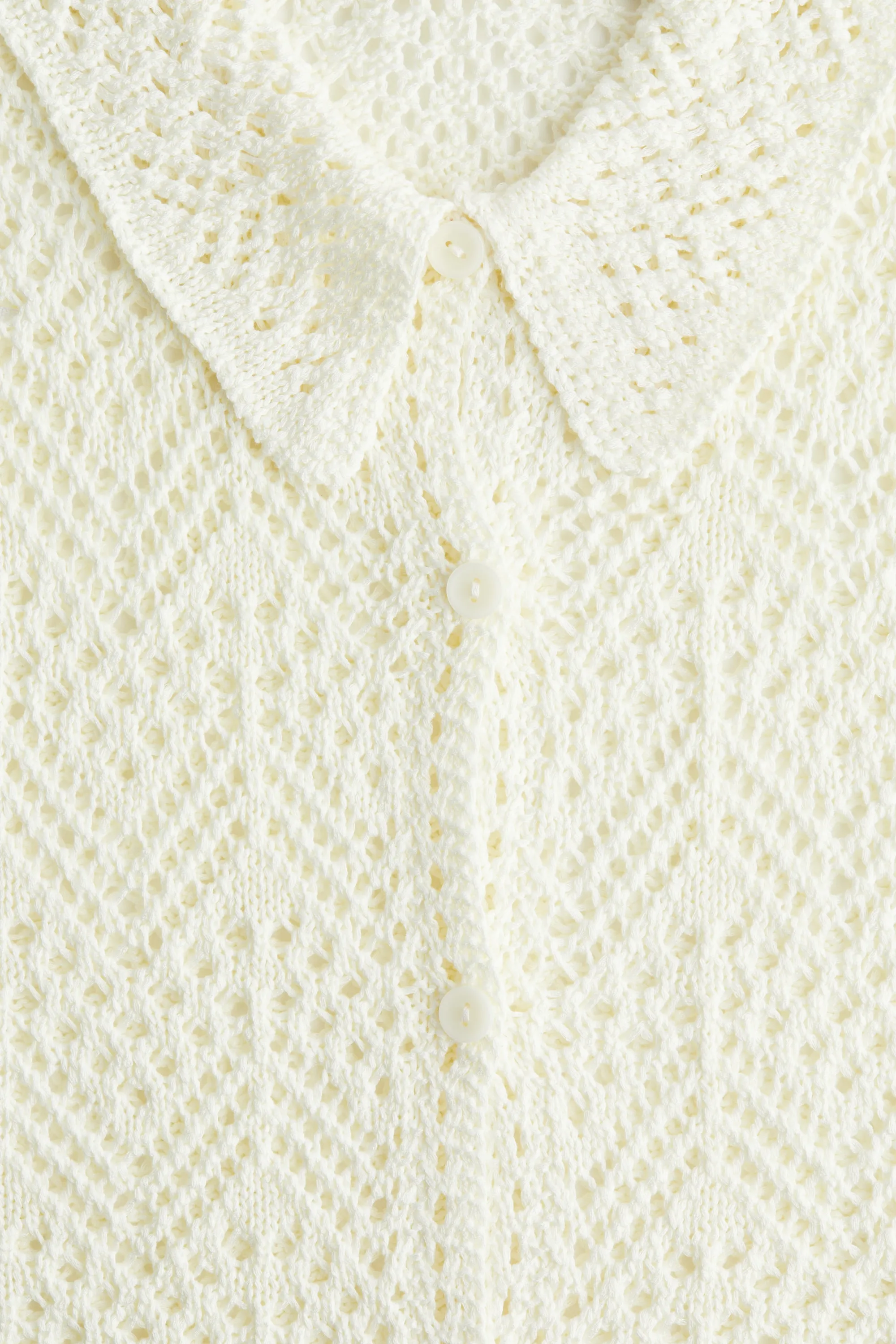 Chemise à manches courtes en maille pointelle - Crème