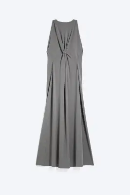 Robe longue froncée - Gris cendré — photo 5