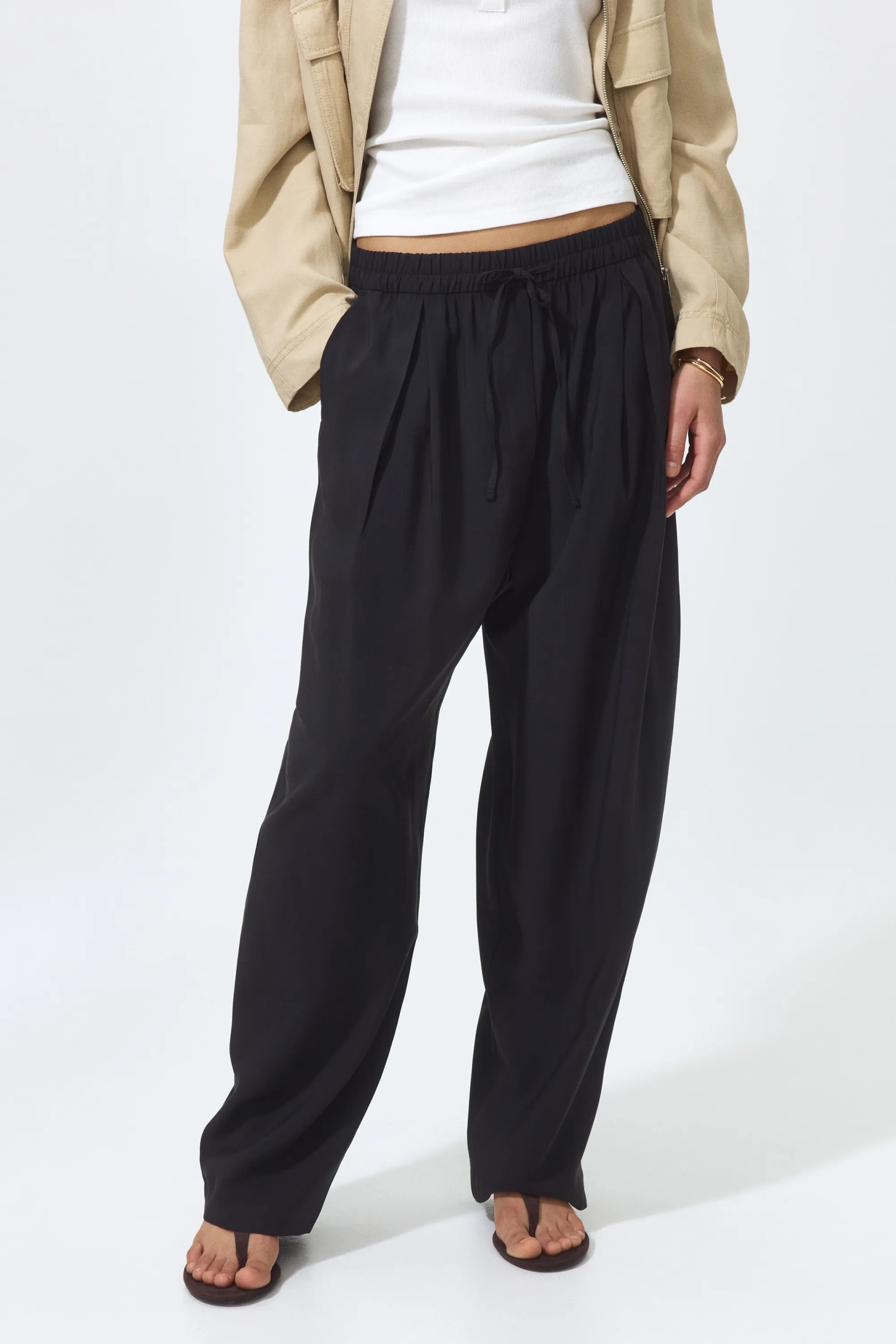 Pantalon barrel à cordon - Noir
