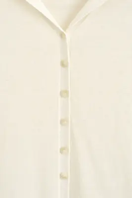 CHEMISE EN MAILLE DE COTON ET SOIE À COL MARIN - CRÈME — photo 5
