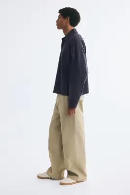 Polo à manches longues Oversized Fit - Bleu marine — photo 4