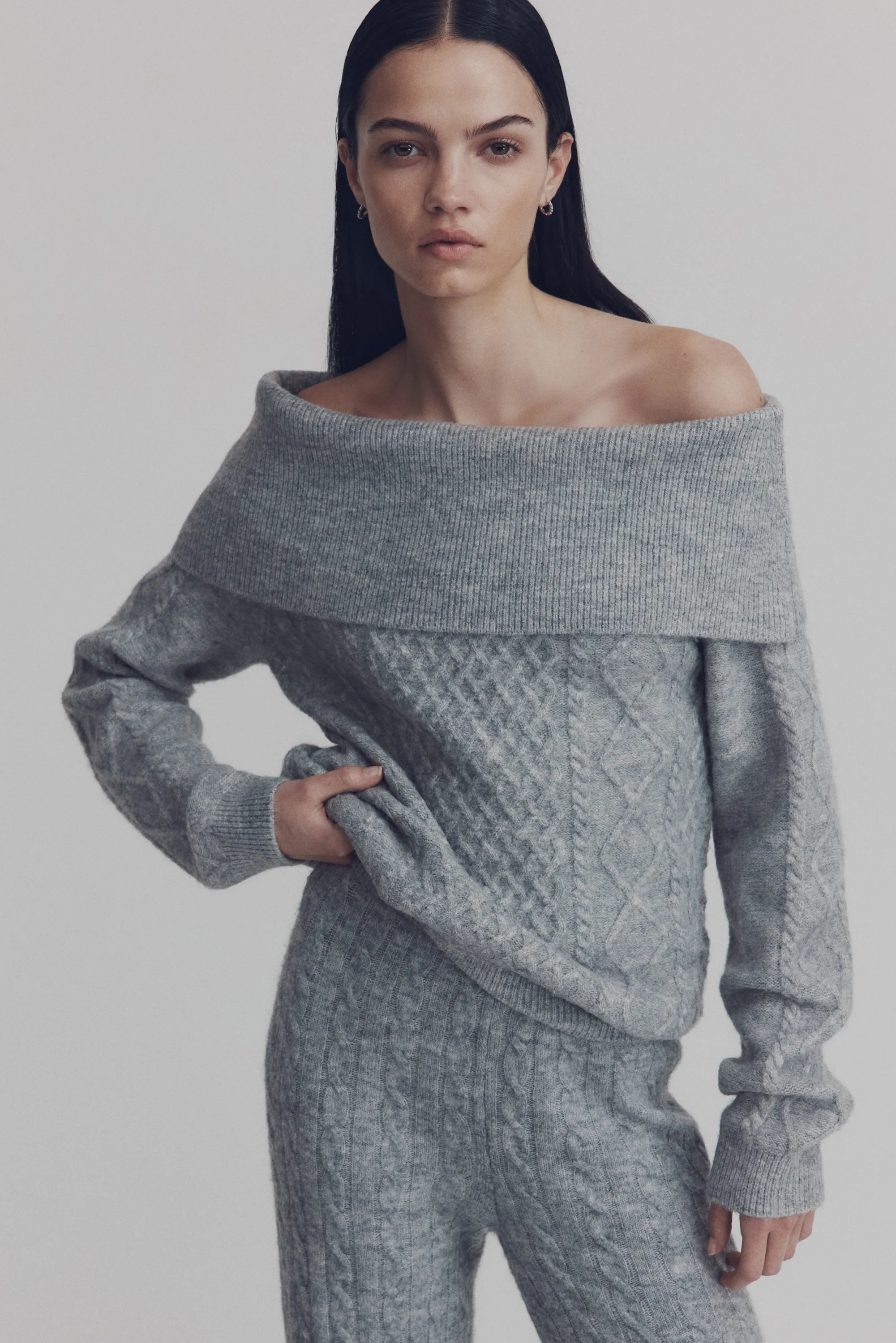 Pull épaules nues - Gris chiné