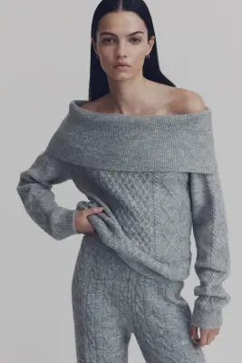 Pull épaules nues - Gris chiné — photo 1