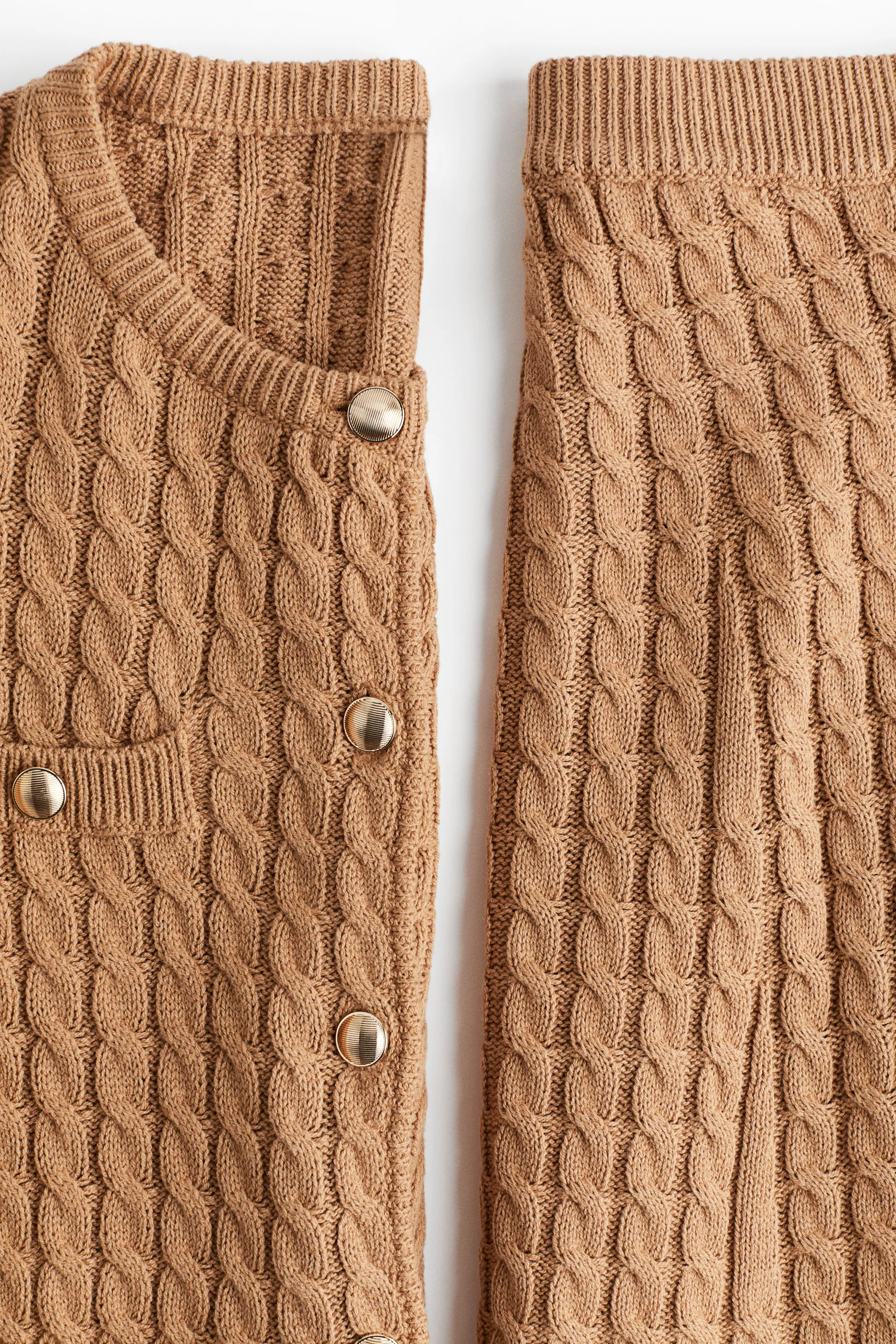 MAMA Ensemble 2 pièces en maille torsadée - Beige foncé